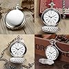 Smooth Vintage Steel Quartz Pocket Watch Classic Fob Pocket Watch with Short Chain for Men Women - Gift for Birthday Anniversary Day Christmas Fathers Day (Silver) #2