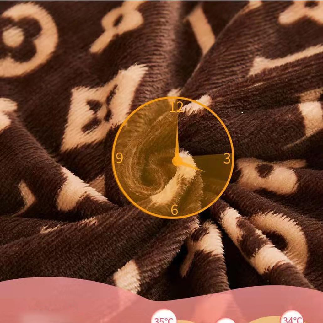 Holy Home Coral Fleece Blanket Throw Super Soft and Comfortable Lightweight Bed Blanket Multipurpose Throw for Coach Flat Sheet Bedpread (Coffee, 80""x90"")