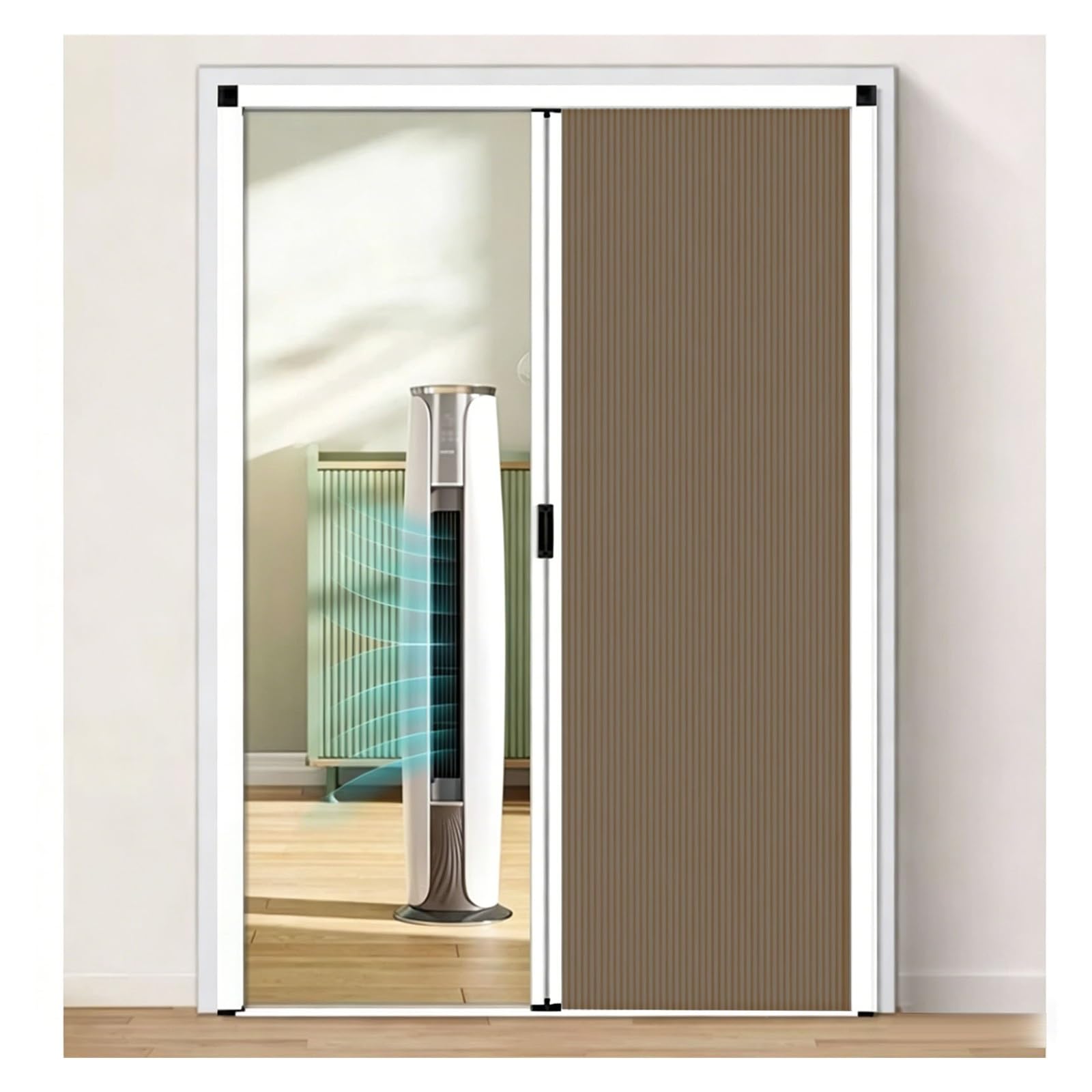 Aluminum Frame Retractable Accordion Sliding Door with Lock, Custom No-Drill Folding Door for Interior Bedroom Bathroom Balcony, Closet, Privacy Divider(Brown,28x80in(71x203cm))