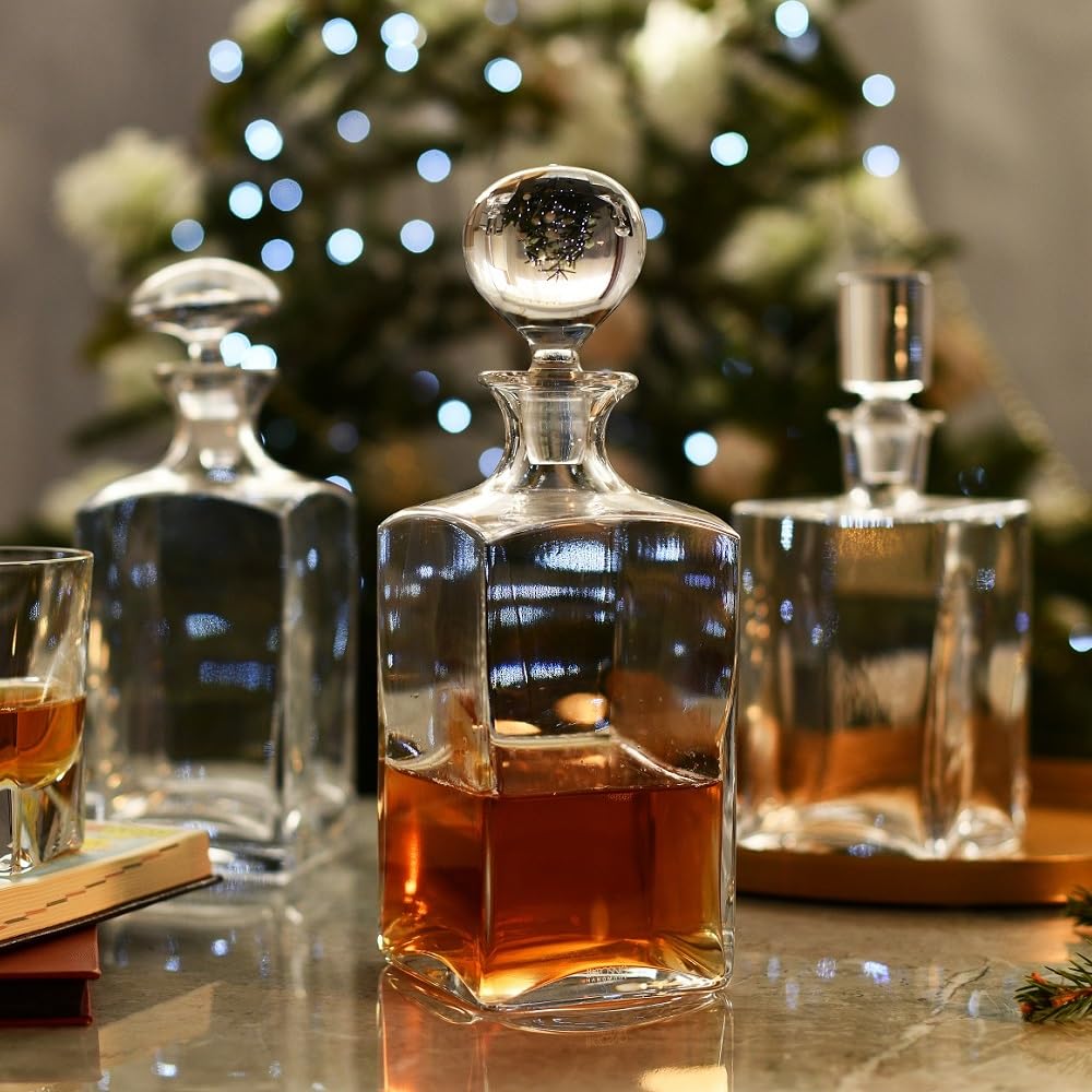 KROSNO Dekanter do Whisky, Bourbona i Rumu Caro z Korkiem, 1000 ml | Szkło Kryształowe Bezołowiowe, korek ogranicza utratę aromatu, do whisky, bourbona i rumu, elegancki prezent