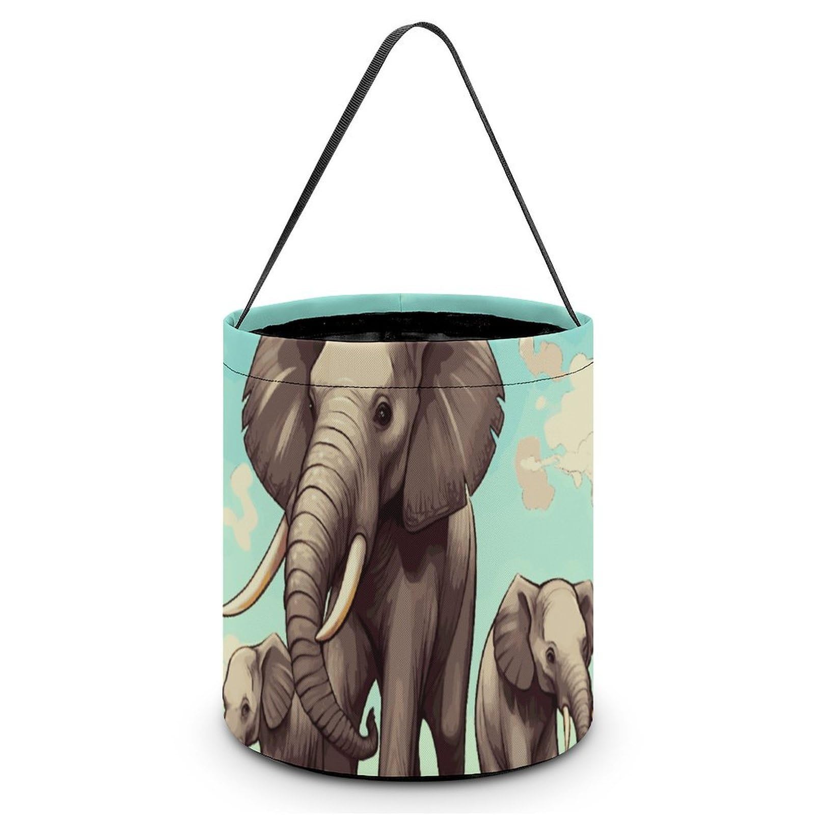 JTREHY Elephants Candy Basket Hand-held Portable Candy Basket Collapsible Reusable Candys Bags Trick Or Treat Bags Party Festival Gift Bucket