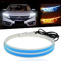 Fita de LED para farol de interruptor de luz de LED sequencial de 60 cm para seta de luzes diurnas DRL, branca/âmbar (2 peças 60 cm)