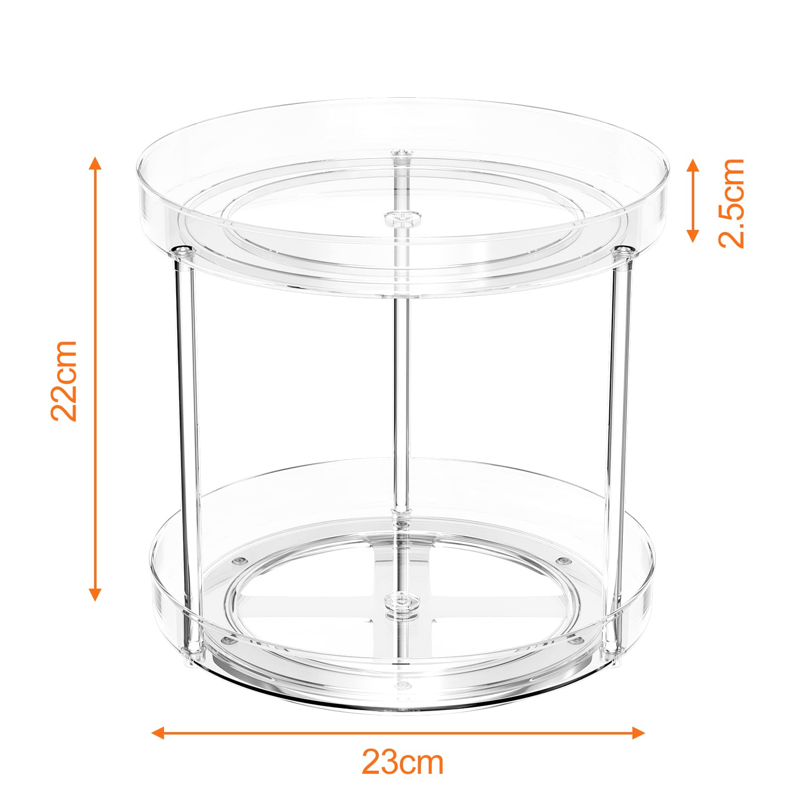 Organizzatore Girevole A 2 Ripiani In Acciaio - Lazy Susan Per Cucina, Bagno E Cosmetici - Foto 7