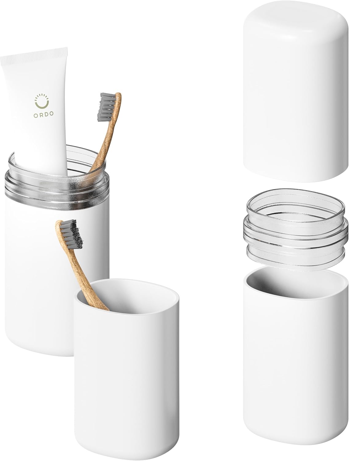 Product image of Baluca Travel Toothbrush Case, Portable Tooth Brush Holder and Toothpaste Cover Container with Mouthwash Cup, Compact Oral Clean Tools Organizer for Traveling/Camping/School/Home (White, Extra Large)