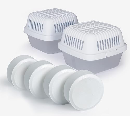 HumyDry - Juego de 2 absorbentes de humedad grandes con 4 recambios deshumidificadores no eléctricos, ideal como absorbentes de humedad para salas