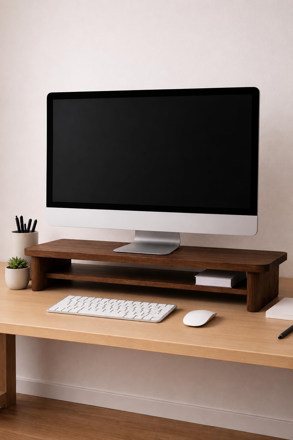 Store 80cm Long Wooden Monitor Stand with Storage Organizer for Desk, Tables, Office, Home, Studio, Study Table | Desktop Ergonomic Monitor Stand Riser-image-26