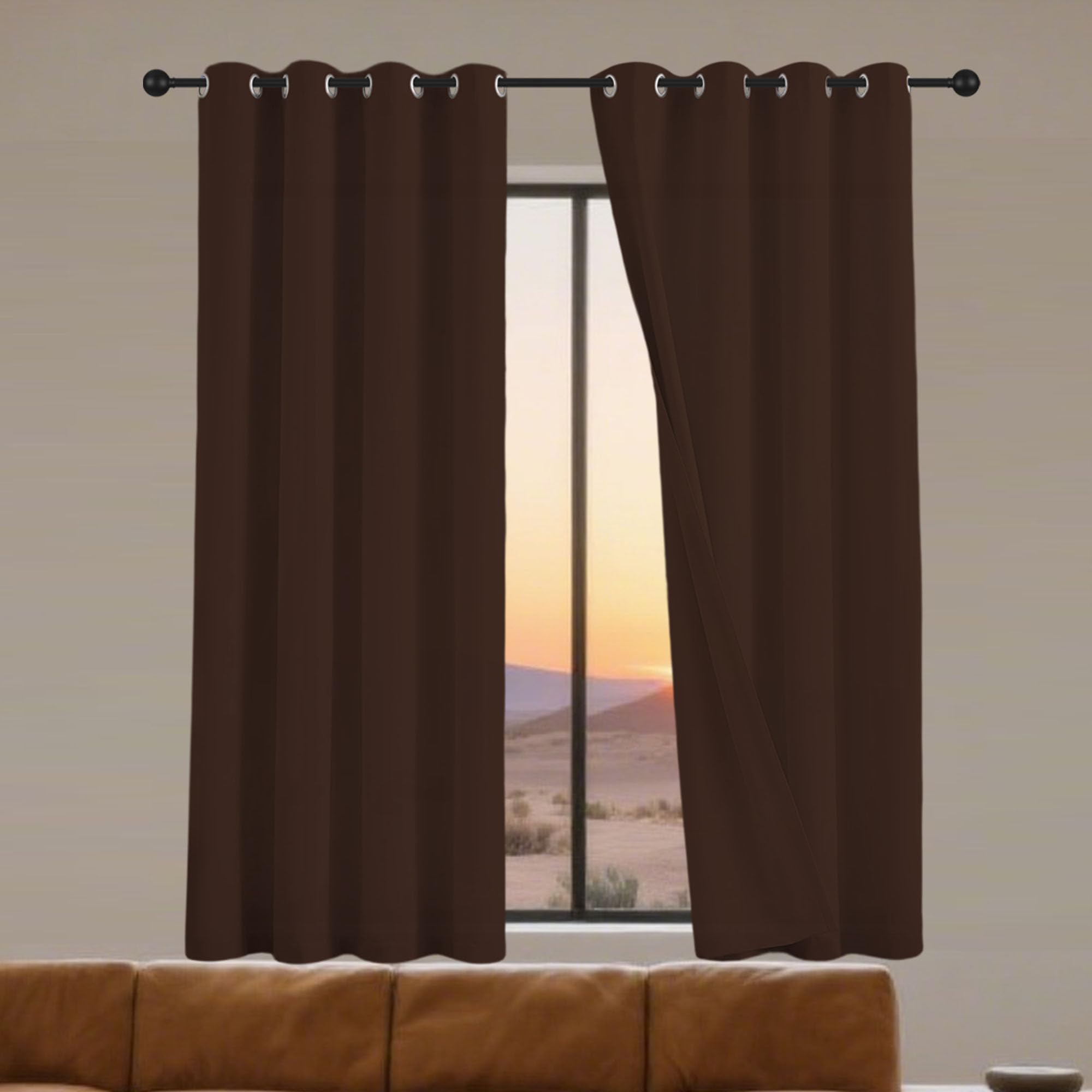 Rideaux occultants pour chambre et salon moderne ambiance cocooning marron