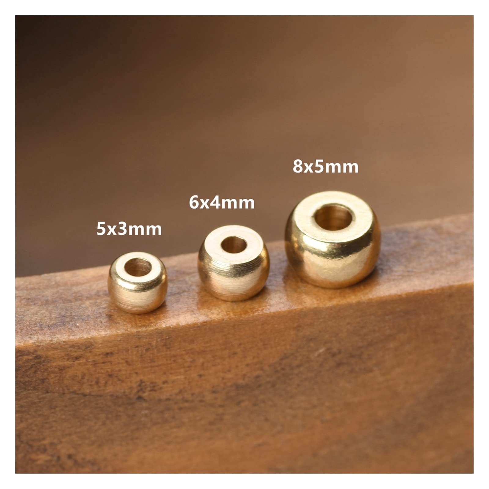 Lote De Cuentas De Cilindro Redondo Para Fabricación De Joyas, 5x3mm, 6x4mm, 8x5mm, Metal De Latón Macizo, Color Dorado Claro, Paciador Suelto, Manualidad - AliExprs