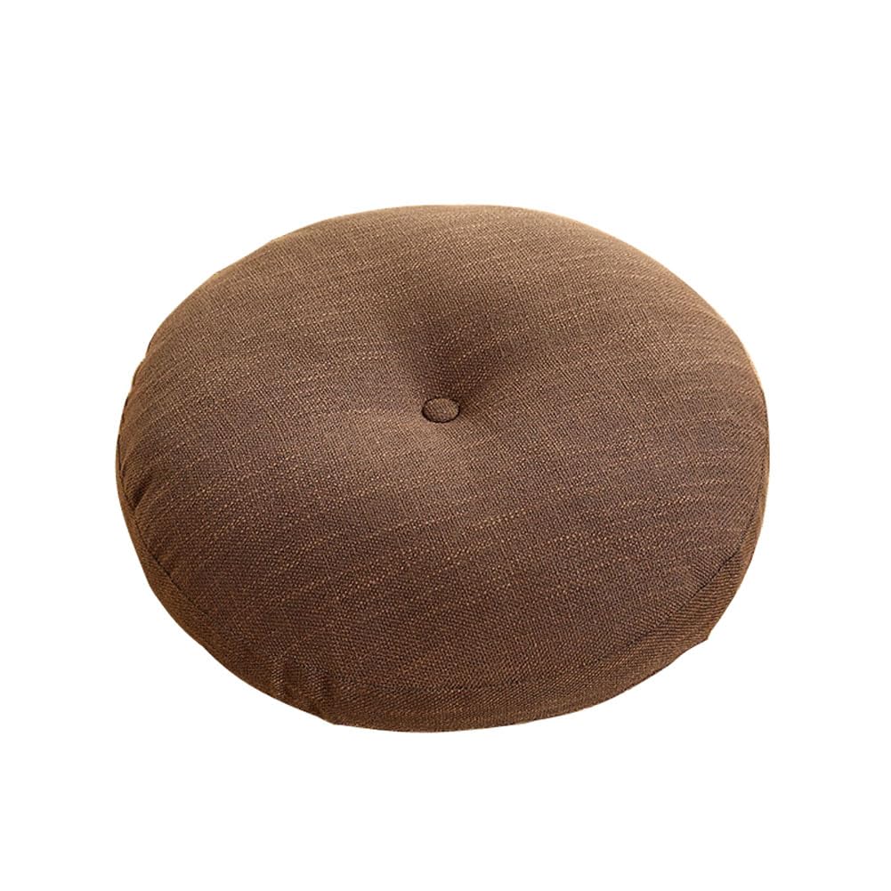 kuyouqi Indoor Outdoor Round Thick Seat Cushion, Breathable Soft Seat Pad Linen Chair Pads for Dining Home Floor Sofa Reading Corner Garden Camping Blanket (Brown, 40x40cm(16x16inch)) — image 1