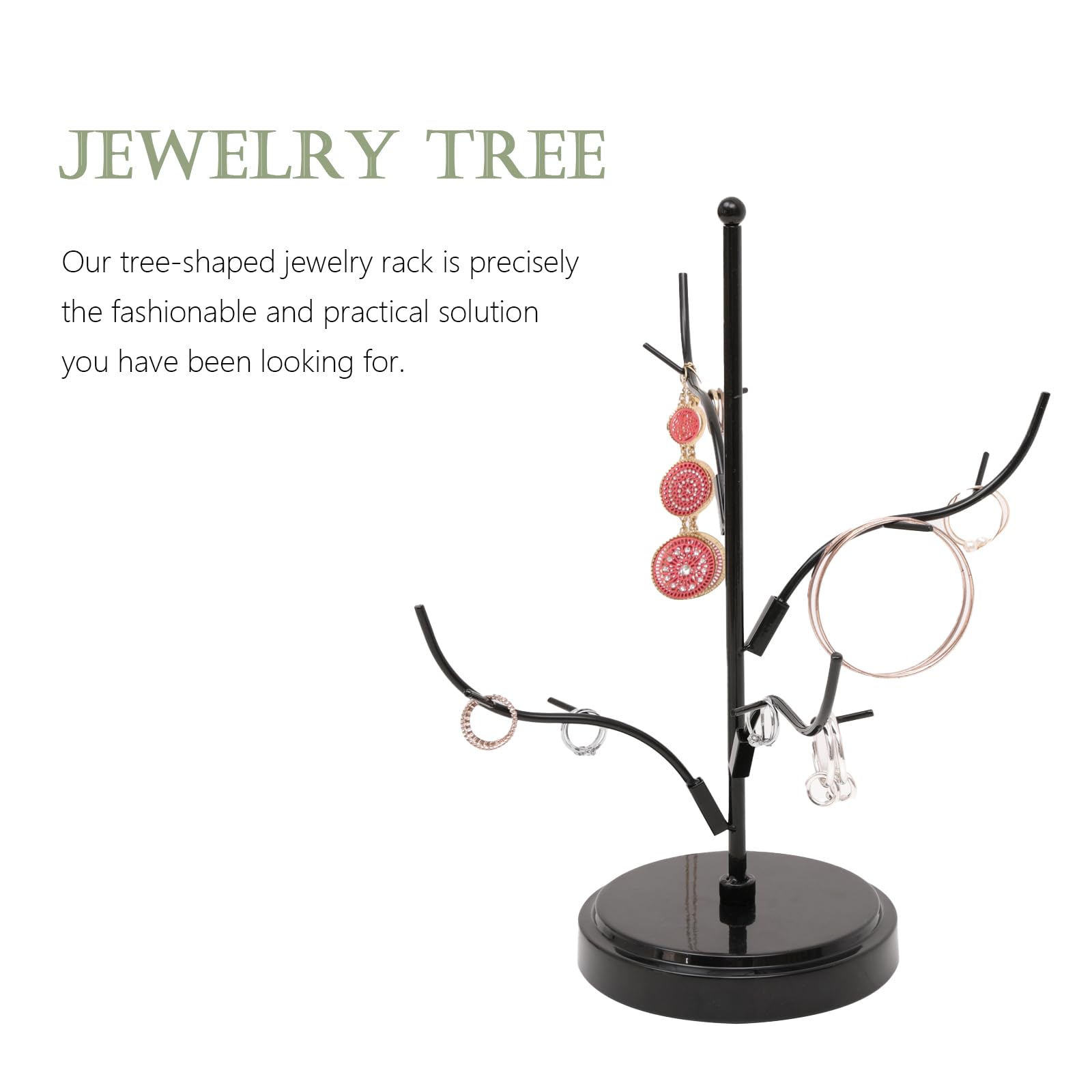 QZOFOTA Jewelry Tree Stand Display Necklace Earring Holder Organizer,Metal Jewelry Tower Rack for Women Girls Teen -Black