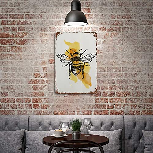 Anique-Tin-Sign-BEE-Metal-Tin-Sign-Retro-Nostalgic-Tin-Sign-Fun-Decorative-Sign-for-Home-Kitchen-Bar-Room-Garage-Decor-Insect-Honey-Bumblebee-Gift-for-Her-Gift-for-Mum-8×55-Inch Anique Tin Sign BEE Metal Tin Sign Retro Nostalgic Tin Sign Fun Decorative Sign for Home Kitchen Bar Room Garage Decor Insect Honey Bumblebee Gift for Her Gift for Mum 8×55 Inch