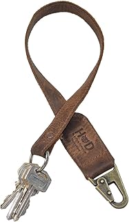 Hide & Drink, Rustic Leather Key Chain Lanyard Handmade - Bourbon Brown
