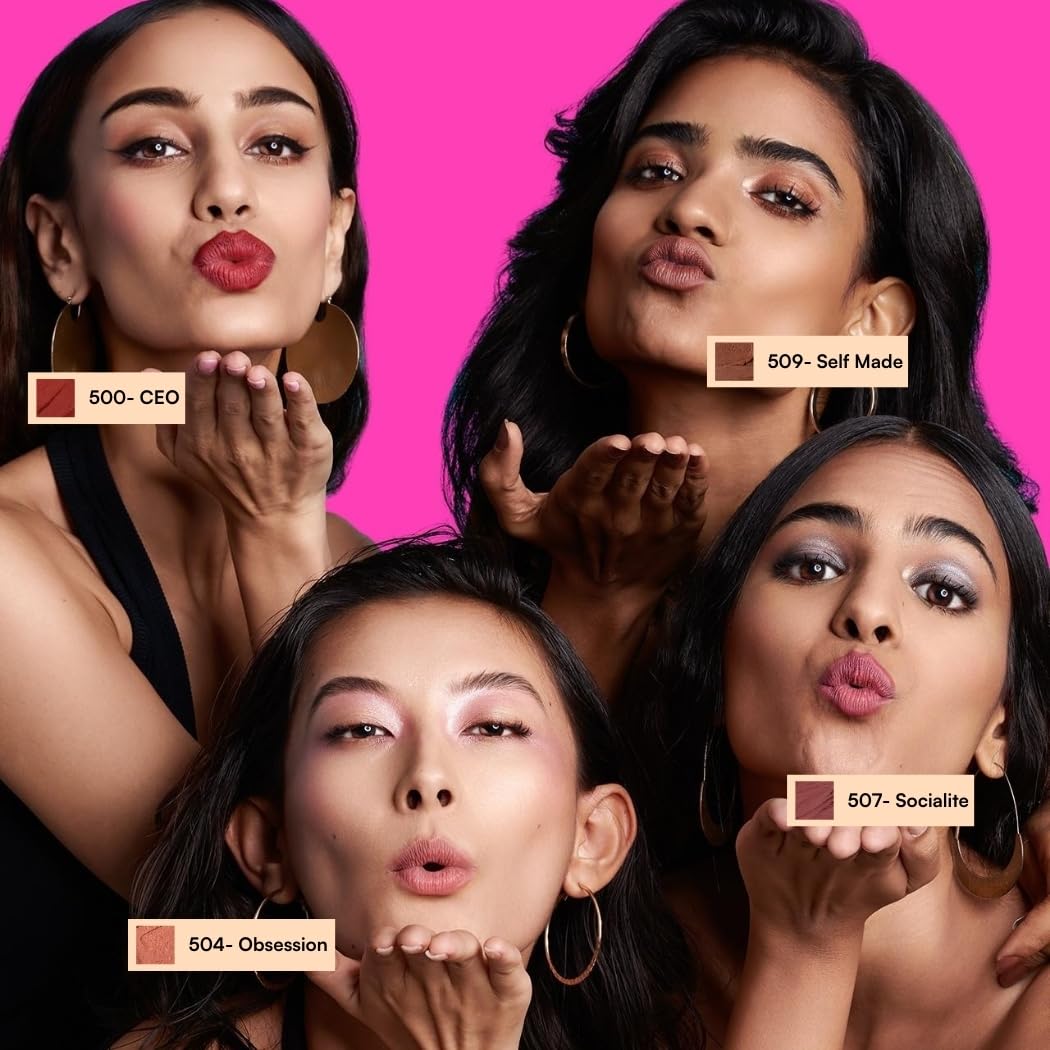 TYPE BEAUTY INC. Cream Matte Lipstick For Dry & Dehydrated Lips with Squalane & Tripeptides | Long Lasting upto 8 Hrs | Nourishes Lips & Great For Daily Use | For Women - Salty (509) | 2.5g 3