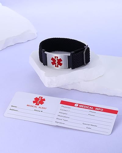 Miniatura 7 de Pulseras deportivas personalizadas de alerta médica para mujeres y hombres  Pulseras de identificación médica personalizadas con grabado gratuito