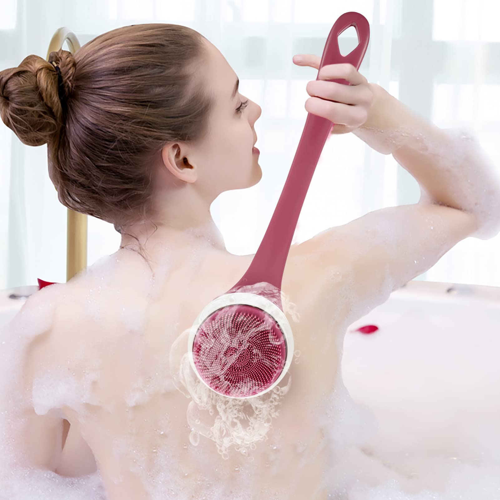 1 Set Spazzola Elettrica per Esfoliazione Della Schiena Scrubber per Doccia Regolabili per Profonda e Relax Del