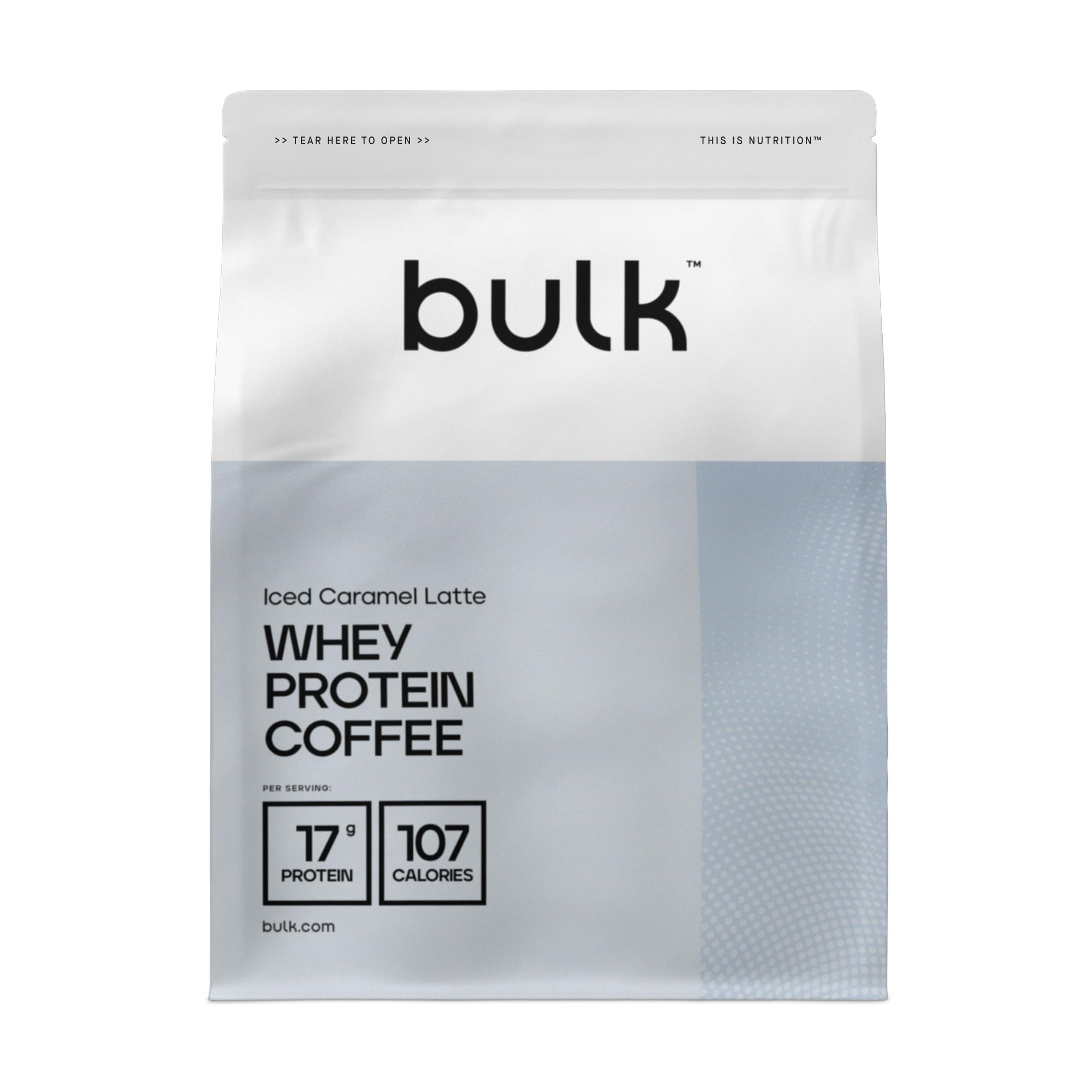 Proteína de Suero de Leche con Café Bulk, Sabor Caramel Latte, 1 kg, 32 Dosis, 17g de Proteína por Dosis, Café Real, Batido Alto en Proteínas para Soporte Muscular