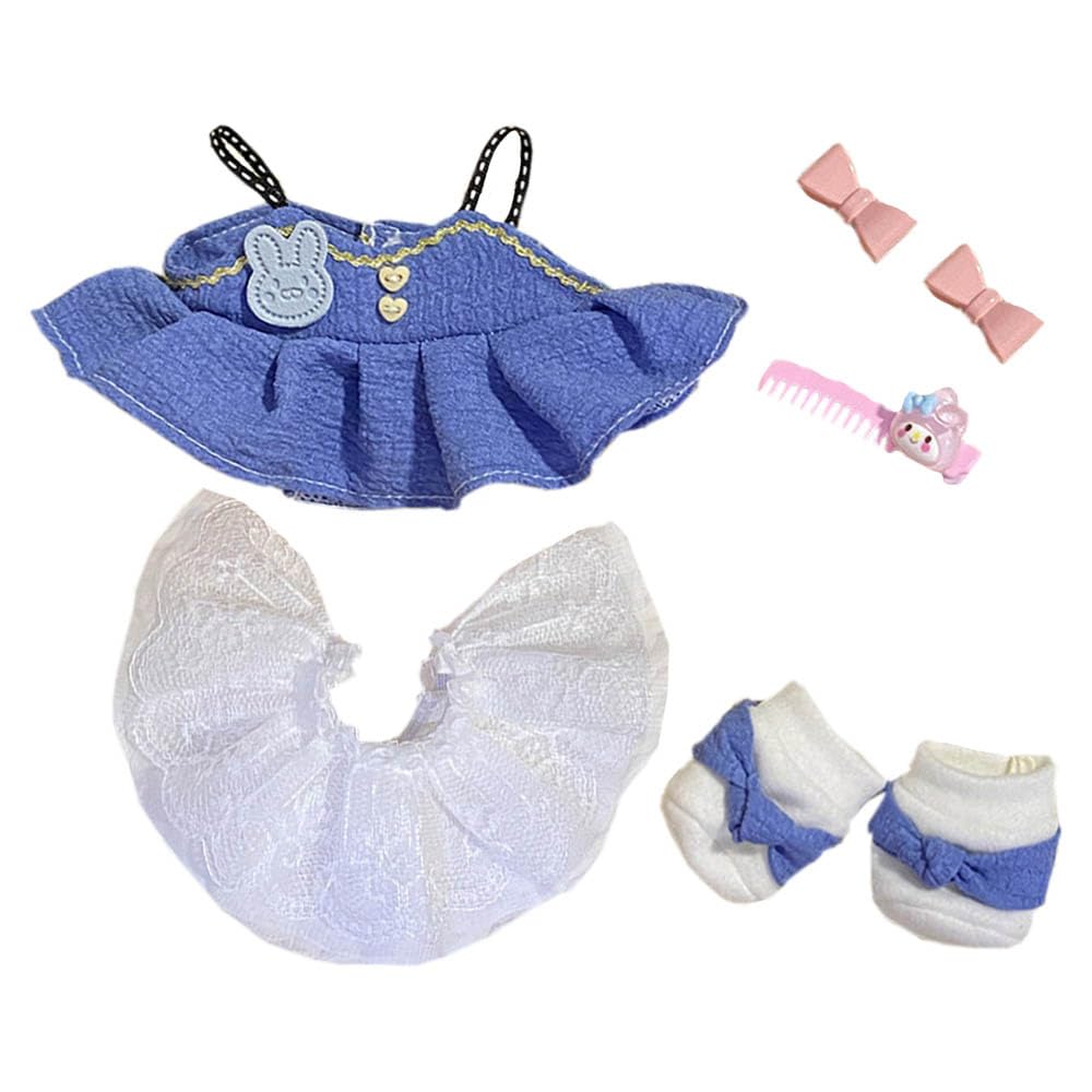 niannyyhouse 20cm Plush Doll Clothes Dress Petticoat Shoes Accessories Princess Skirt Set Soft Stuffed Plush Toy Dressup (blue)