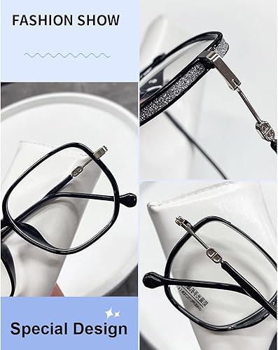 Miniatura 5 de Mandurs Gafas de lectura de luz azul portátiles de moda para mujer, antideslumbrantefatiga, marco cuadrado elegante de gran tamaño