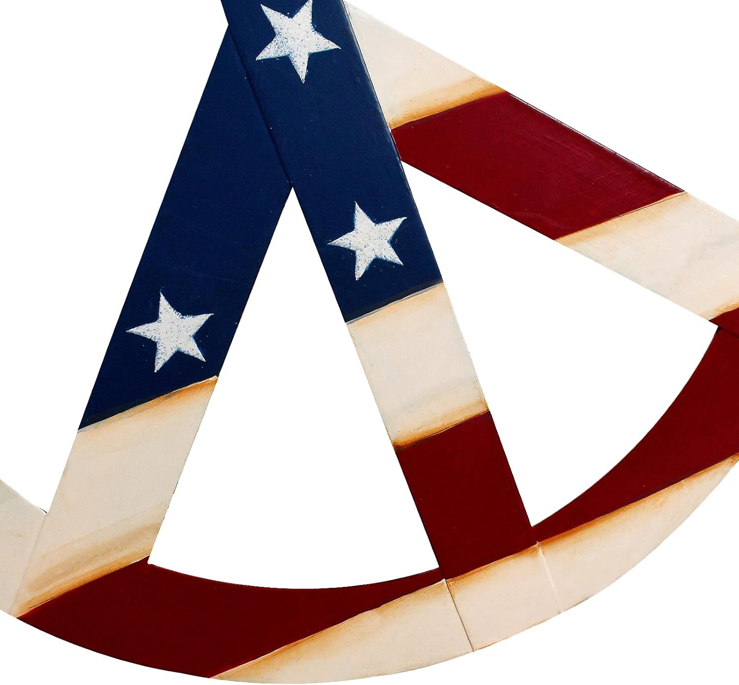 Patriotic Metal Peace Sign Wall Decor Outdoor Rustic Wall Hanging Ornament Decorative Metal Hanging Star and Stripes Peace Sign Wall Art Home Decor 4th of July Memorial Day Decorations Outside (M)