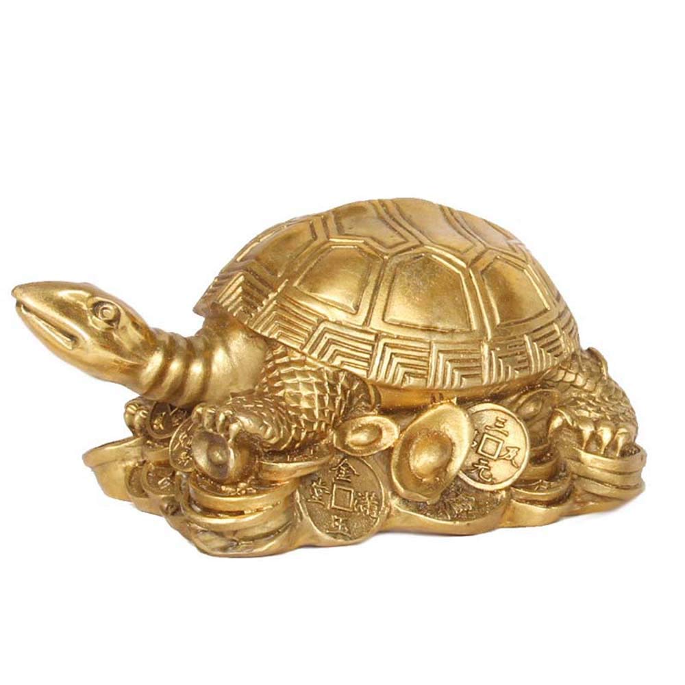 YNIYUJKL Feng Shui Ornaments Pure Brass Gold Ingot Turtle Statues,Chinese Decor Figurine For Home And Office,Wealth And Good Luck Sculpture