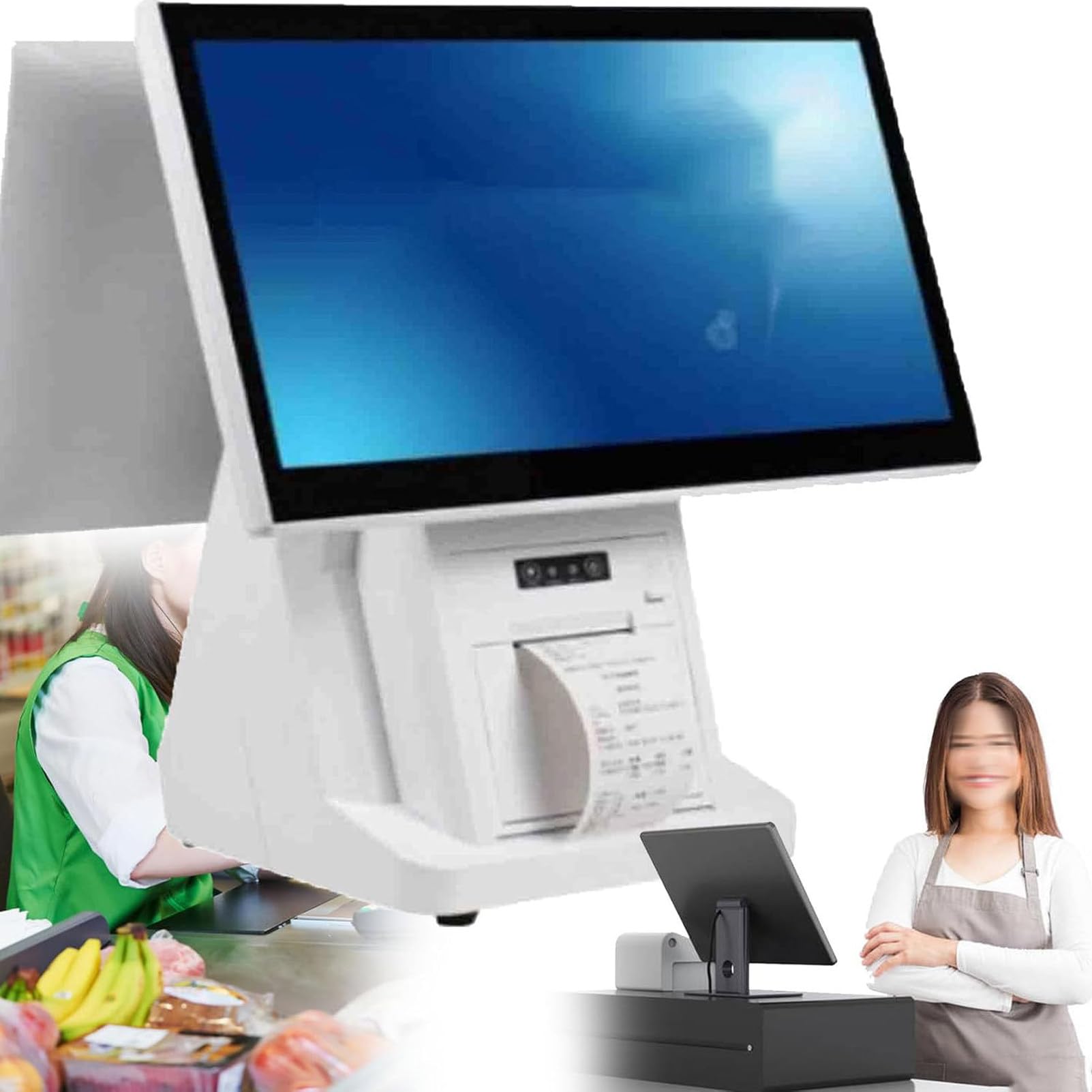 Feiphla All In One Smart Touch Screen Cash Register Pos,All-In-One Cash Register,With 15.6 In Touch Screen,for Business Restaurants Retail DualScreen-A（58mm）