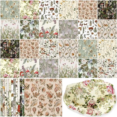Tenceur 48 Pack 12 Styles Vintage Botanical Decoupage Napkins Mushroom Fall Floral Woodland Forest Printed Tissue Paper Cocktail Napkin for Craft Furniture DIY Art Project Collage Home Decor 13 inch