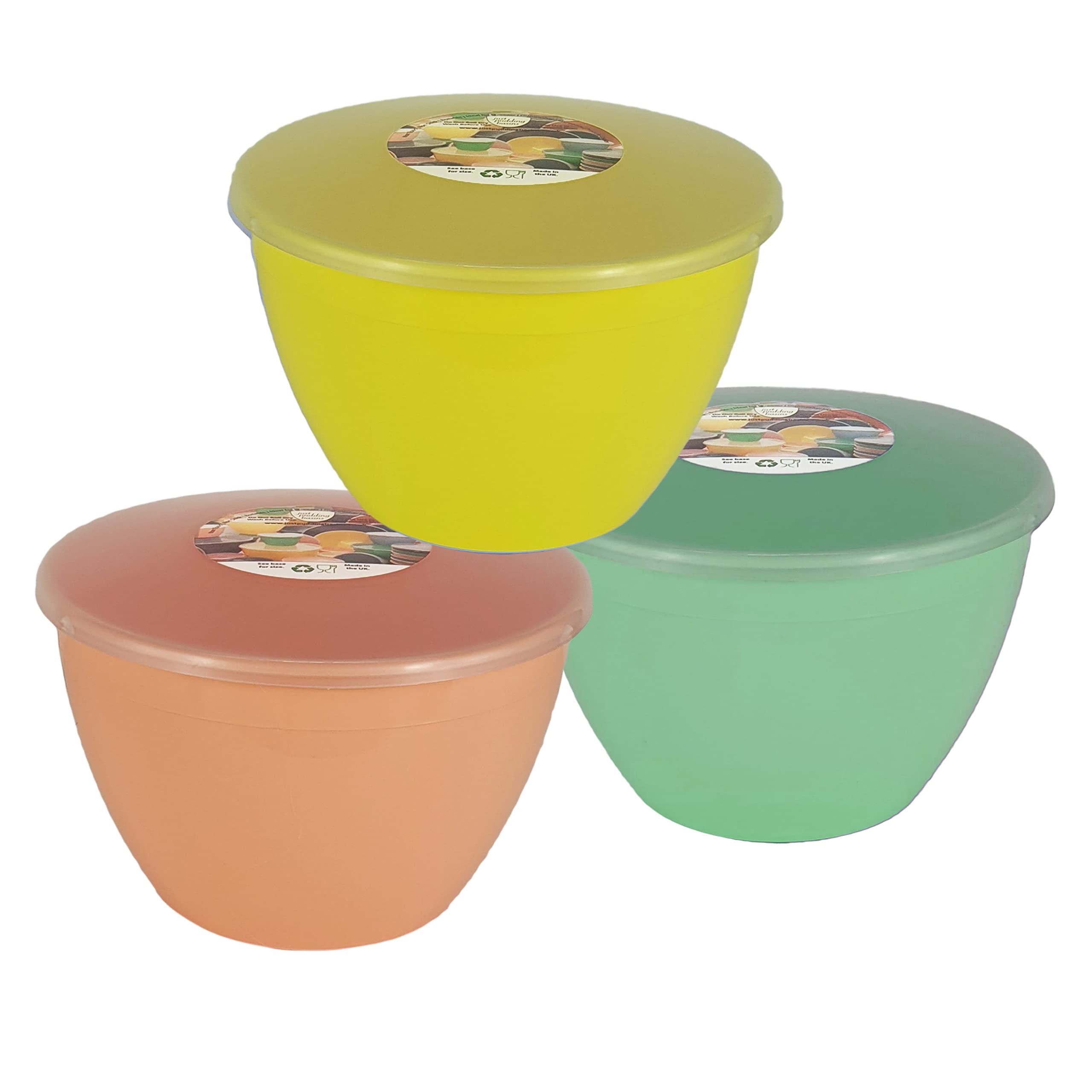 Just Pudding Basins Steamed Dessert Mould Set with Lids for Microwave Cooking, Reusable Plastic Bowl for Suet Puddings, Pastel Colours, 1.5 Pint 850ml 3 Pack