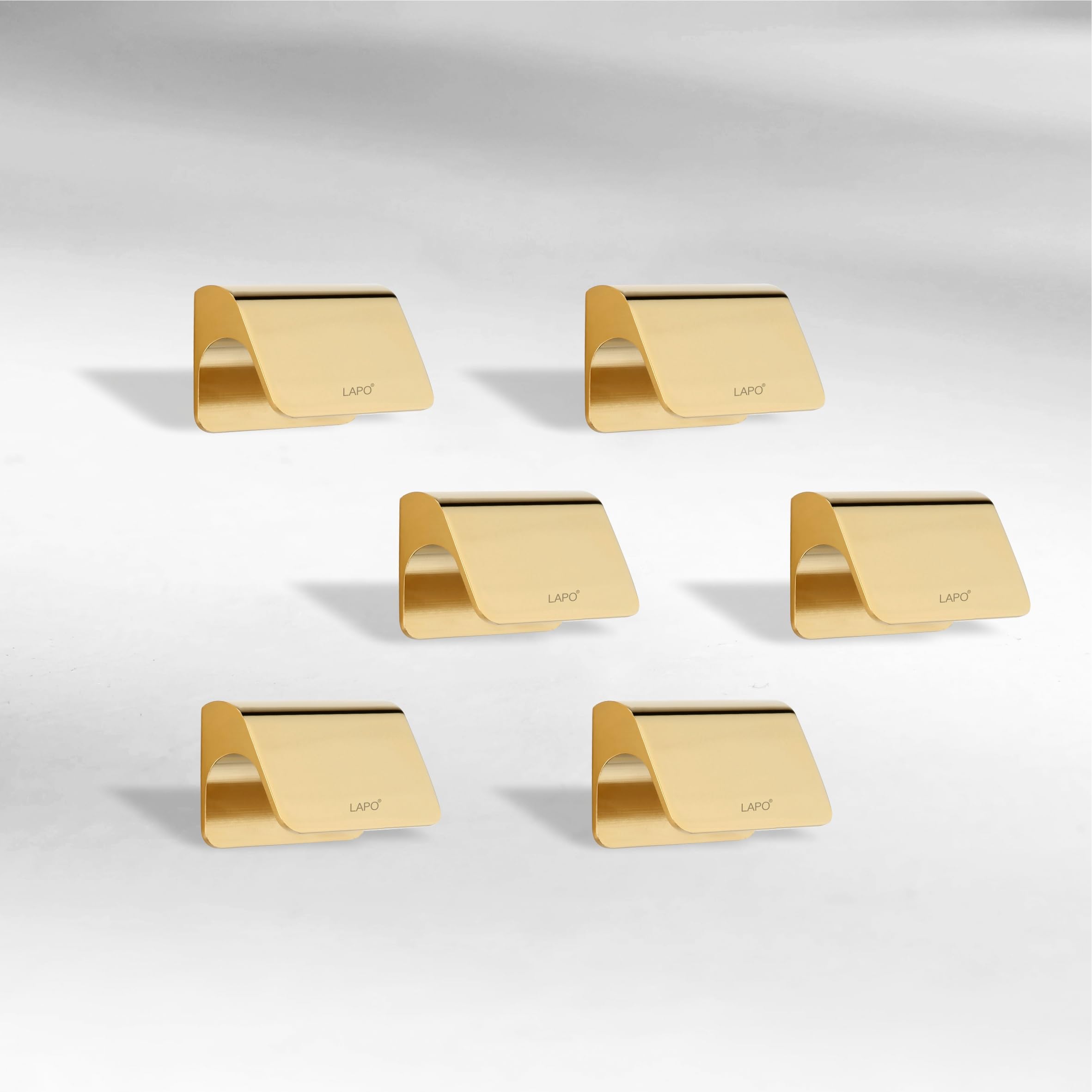 LAPO 6 Piece Cabinet Knobs – Drawer Knobs for Kitchen, Cupboards & Dressers (Material-Aluminum, PVD Gold Finish)