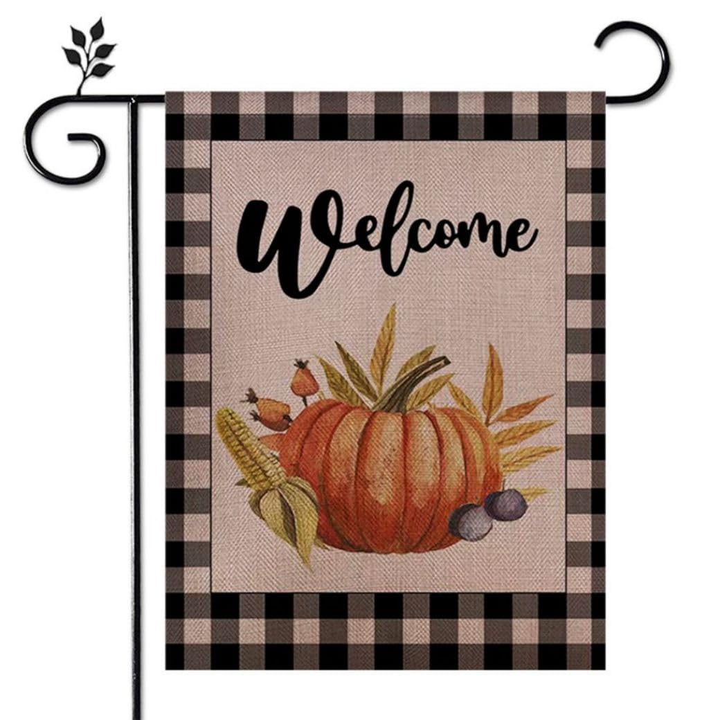 Eiazuiks Fall Welcome Garden Flag Floral Thankgiving Double Sided Vertical Rustic Farmhouse Yard Seasonal Holiday Outdoor Decor 12×18 Inch EF132