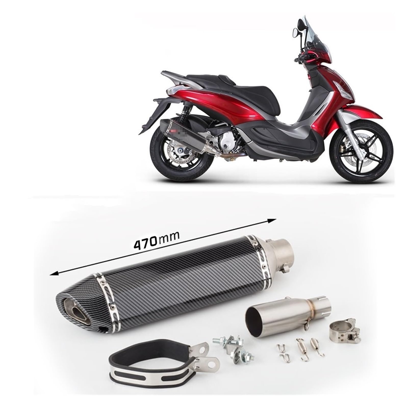 Für Piaggio Beverly 125 300 MP3 125 250 300 Slip On Exhuast Motorrad Schalldämpfer Auspuff Schließen Rohr Auspuff Schalldäm(3)