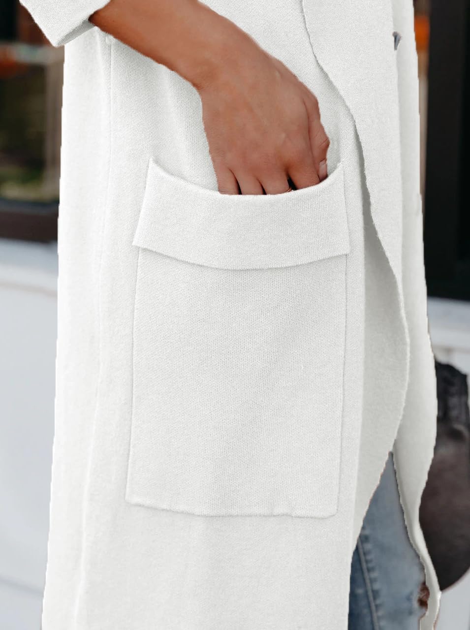Uusollecy Cardigan Long pour Femme à Manches Longues - avec Poches