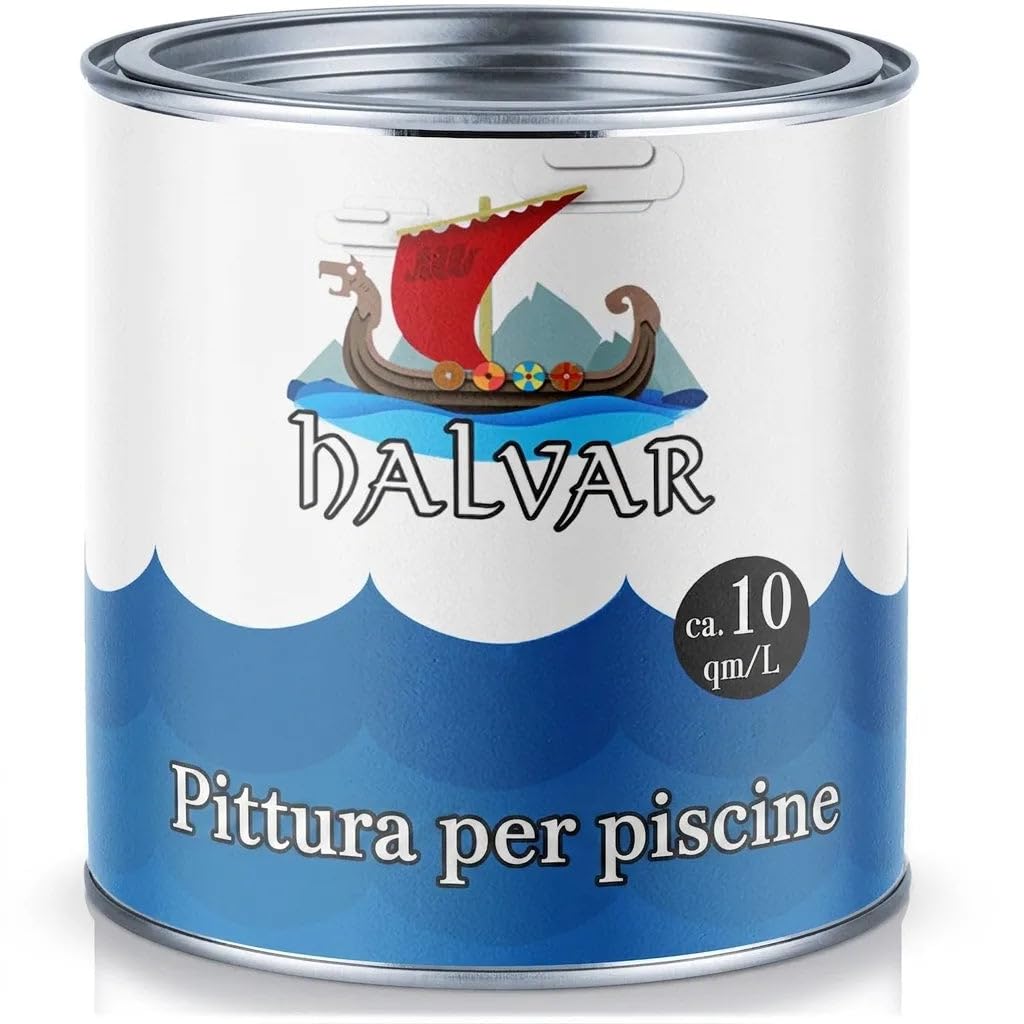 pittura per piscina scandinava – Rivestimento per piscine in blu, bianco, verde, verde acqua, grigio chiaro, grigio e antracite (1 L, Bianco) Halvar