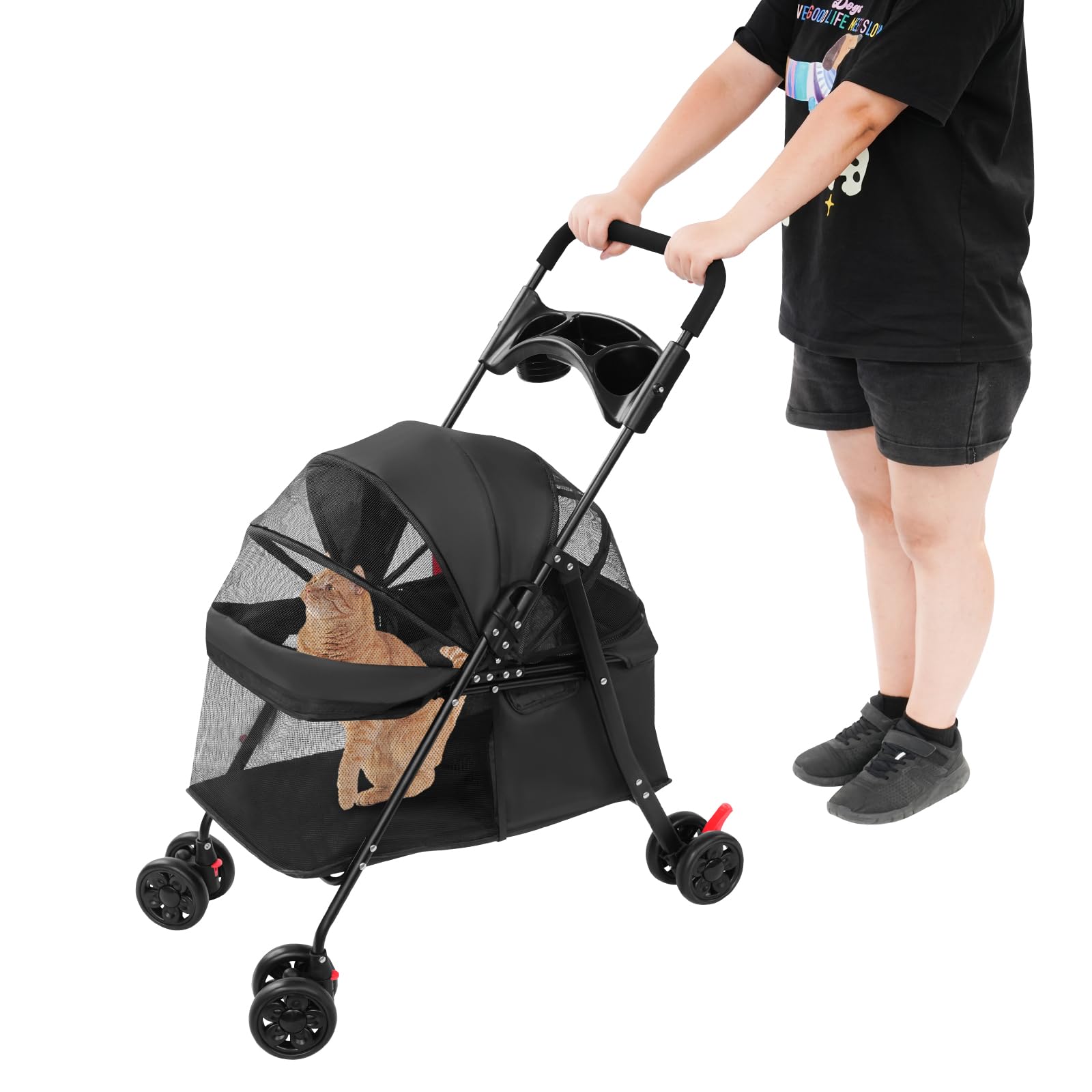 Faltbarer Haustierwagen bis 18kg, Schwarz