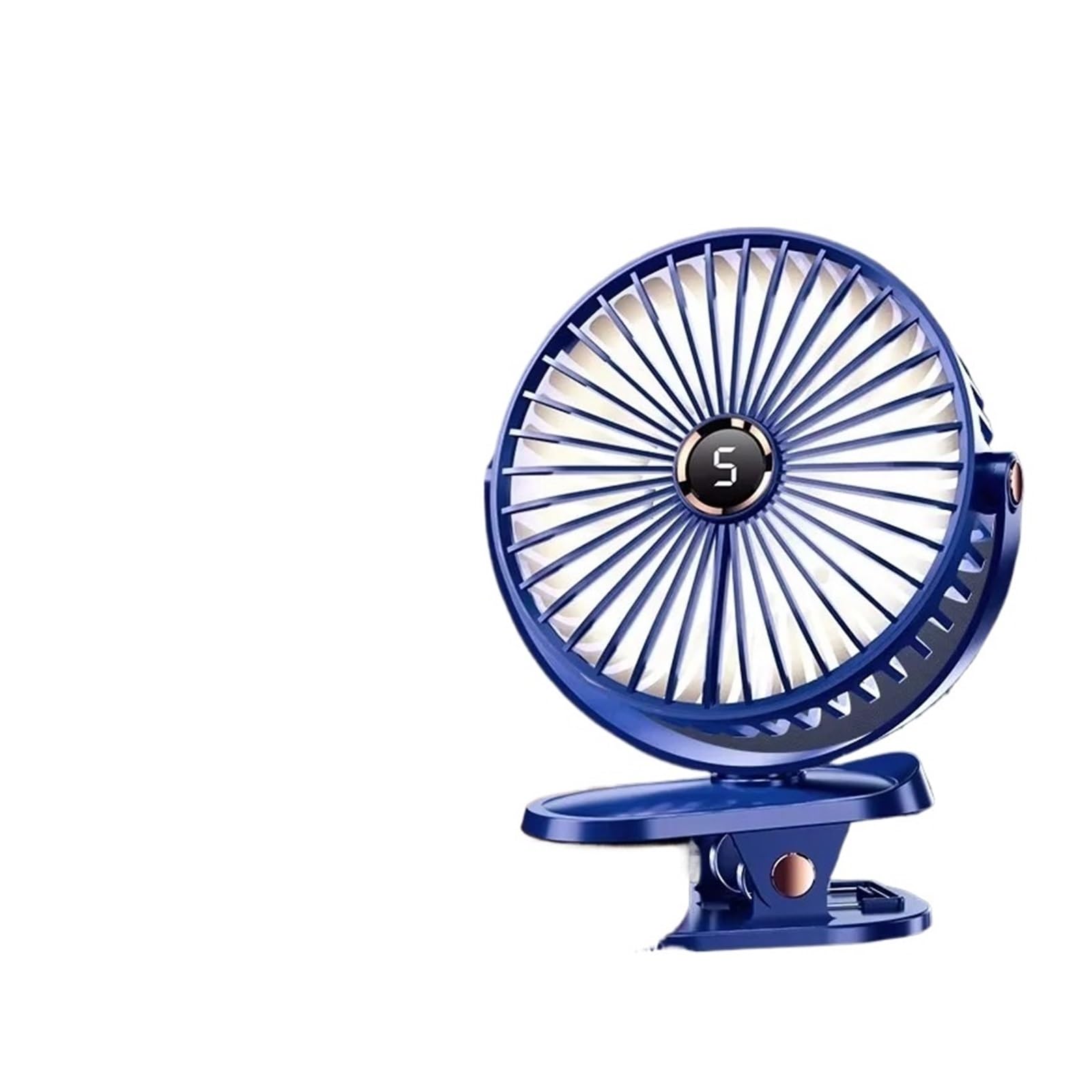 Ventilador Doble Cabeza Giratorio 360 Grados Coche Ventilador Con Clip De 8000mAh Circulador Aire Portátil Escritorio Recargable Silencioso 5 Velocidades Inalámbrico Luz LED Para Acampar(Blue)