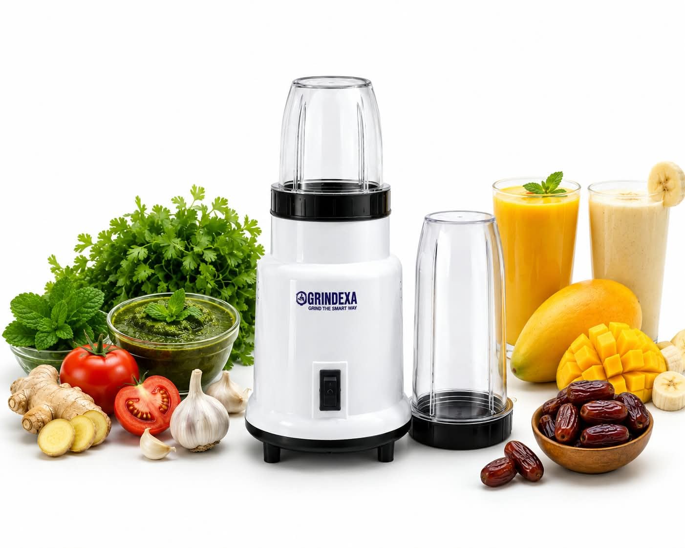 grindexa 500w nutri blender | 2 transparent jars | powerful mixer for smoothies, shakes & juices