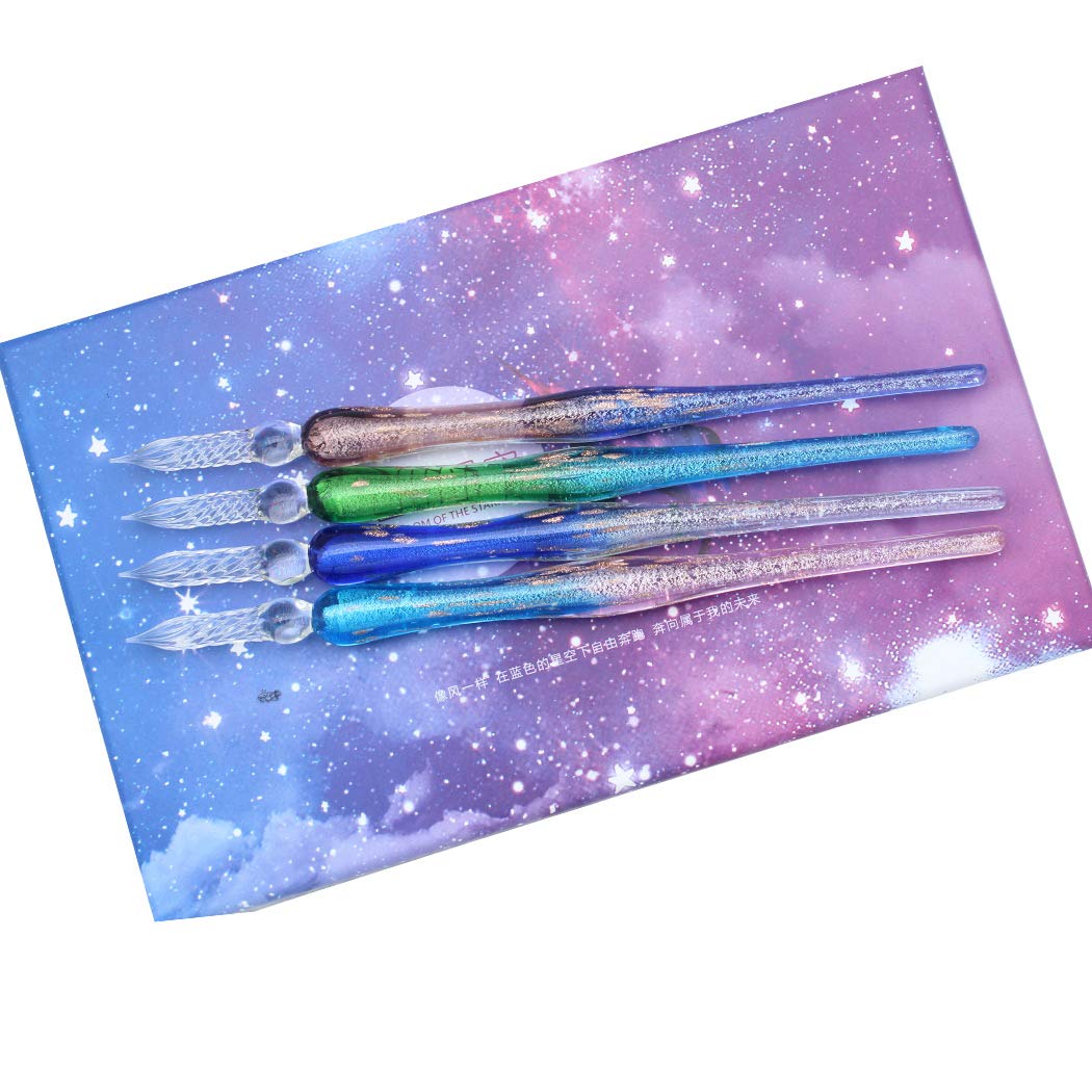 Crystal Starry Sky Glasstift-Set – Kalligraphie-Stift Mit 12 Bunten Tinten & Geschenkbox