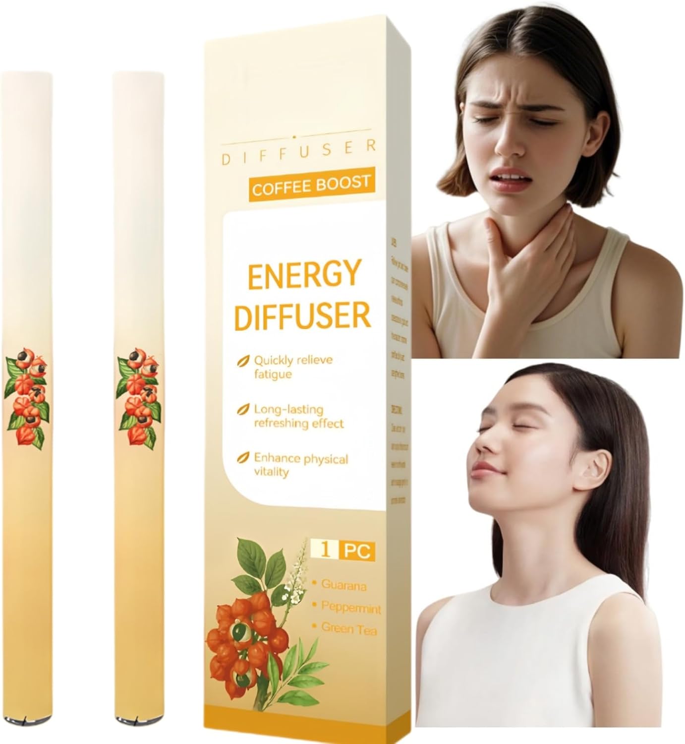 2PCS Herbal Relaxation Diffuser,Fum Inhaler Qu/it Smo/king,Cloudy Personal Diffuser Pen,Natural Herbal Ingredients to safe use,Gentle Formula for Lung Care without Irritate,Suitable for Most,Yellow