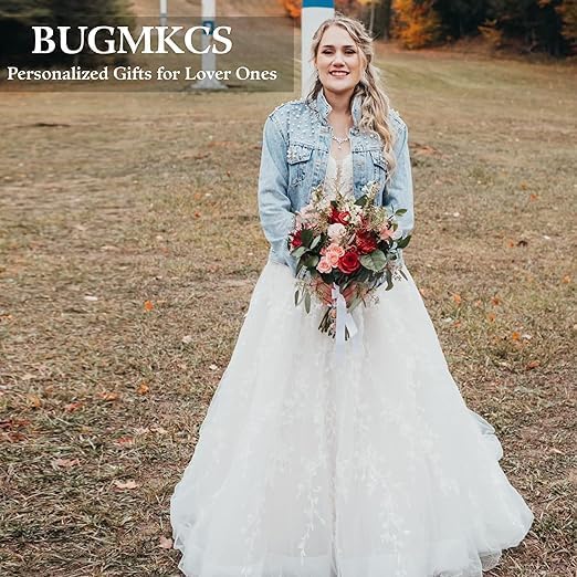 Custom Embroidered Bride Jean Jacket, Pearl Jean Jacket for Women with Name，Oversized Personalized Cropped Denim for Wedding, Bachelor party, Bridal Shower/Trip，Honeymoon, Vacation2