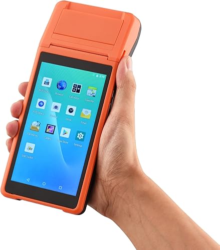 Bisofice Impresora de recibos POS, Android 8.1 OS Mobile POS, Impresora de recibos de 2.283 in, 5.45 "Pantalla táctil PDA impresora soporta 3G WiFi
