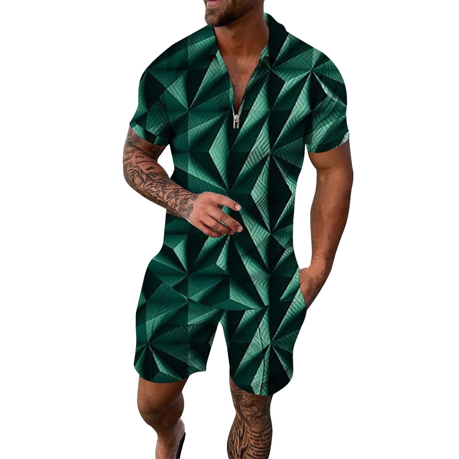 Ensemble décontracté pour hommes haut rayé dégradé et short