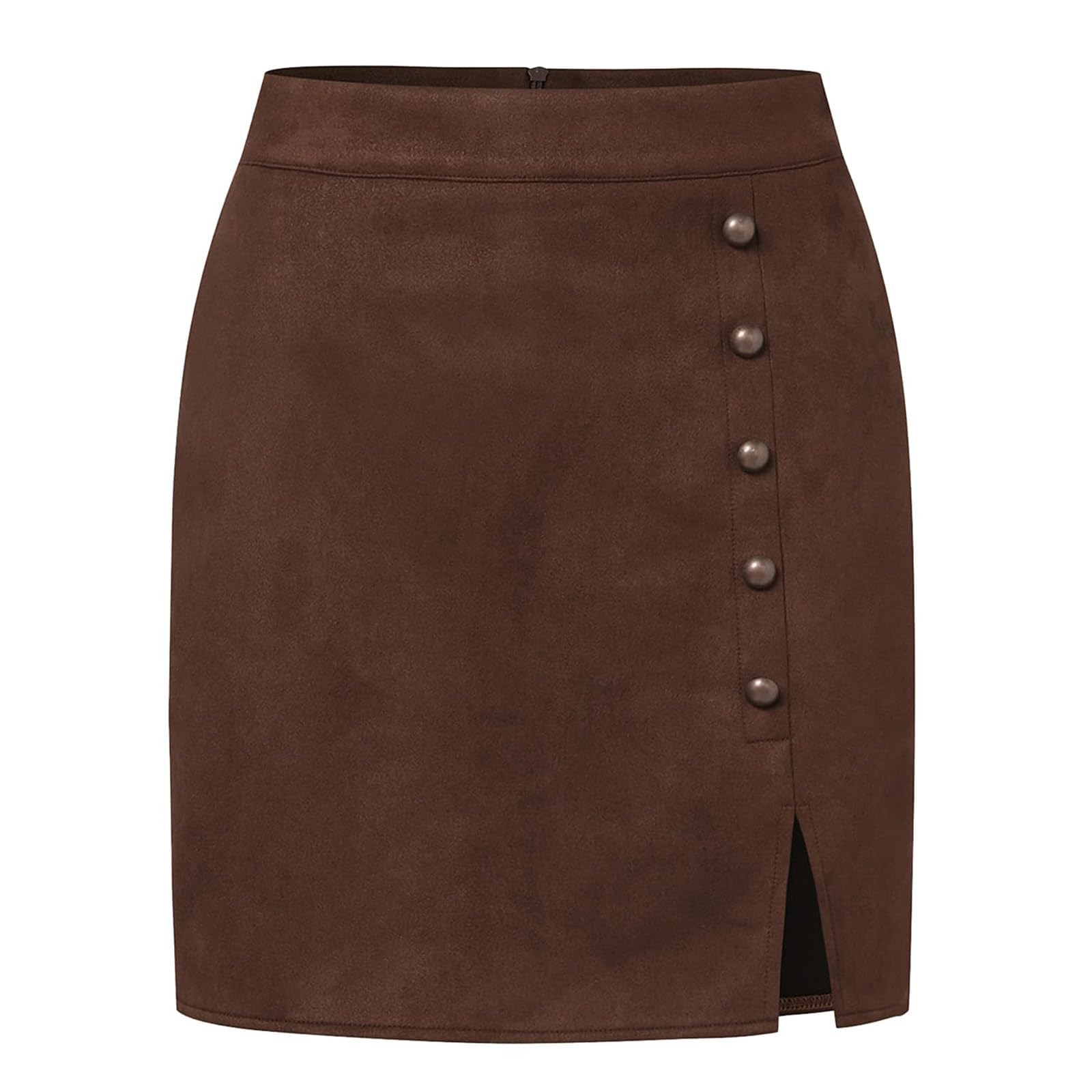 Mini falda de piel sintética para mujer, cintura alta, bodycon falda corta con cierre de metal, aspecto de cuero salvaje, elegante ajuste ceñido