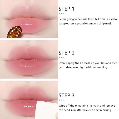 Miniatura 7 de 3 unidades de bálsamo labial de abeja, pote de miel, fresa y manzana, máscara de labios hidratante para dormir, reparación de hidratación,