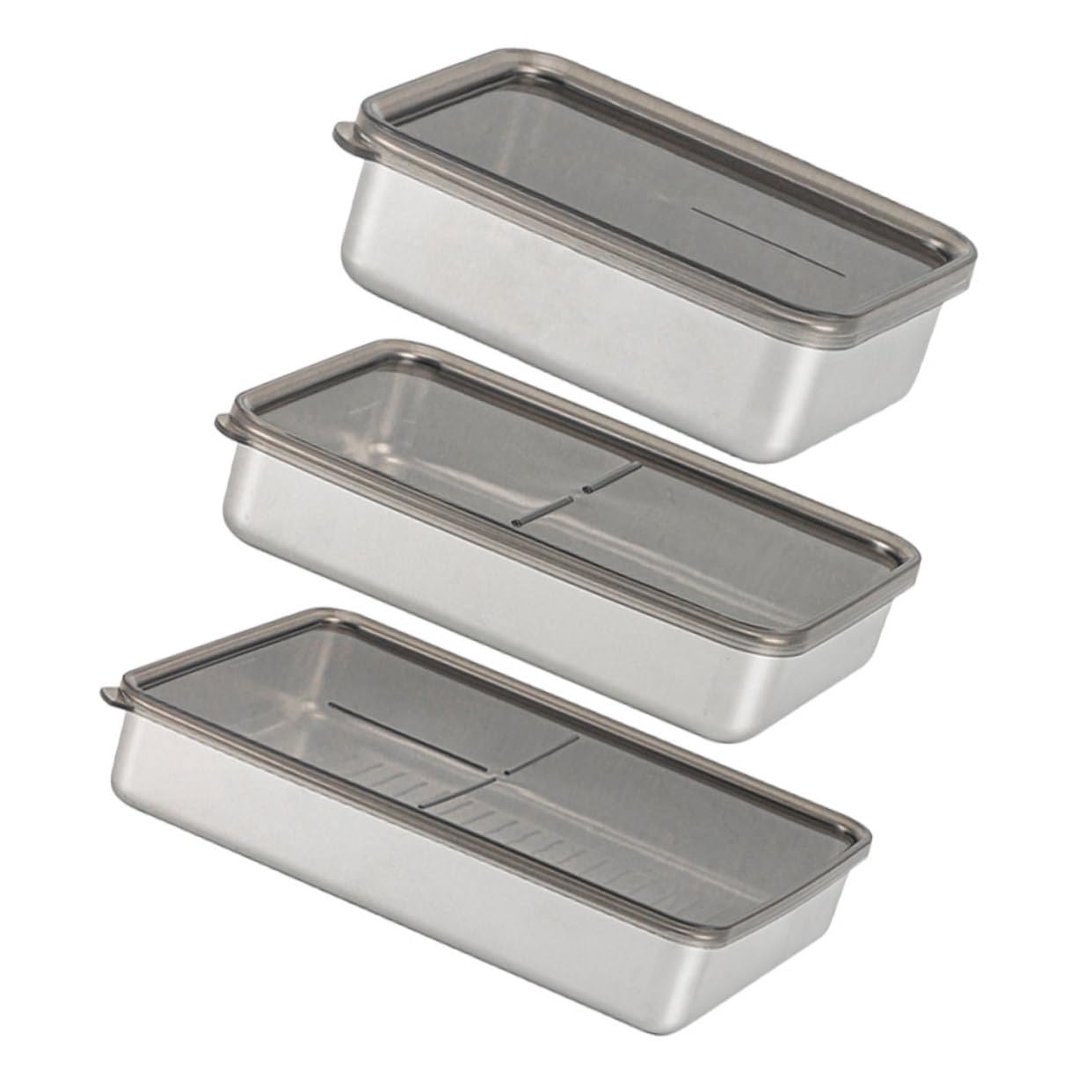 3stücke Teilige Edelstahlbehälter Mit Deckel Für Lebensmittel Aufbewahrungsboxen Kühlschrankboxen Frischhaltebehälter Obstbehälter Küchenbehälter Mit Kunststoffdeckel Für