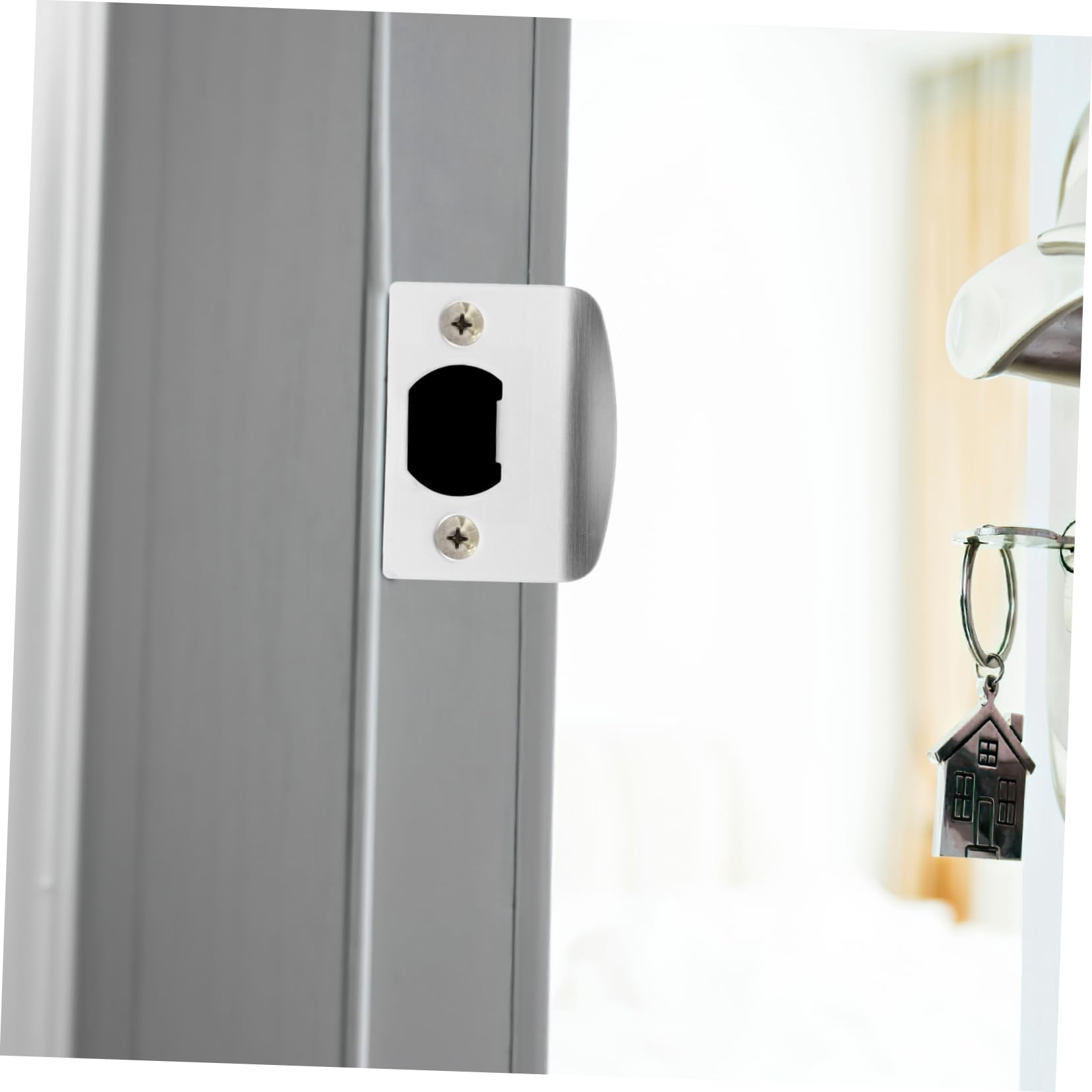 DOITOOL 5 Ensembles Guide De Porte Gâches Pour Portes Intérieures Cylindre De Serrure À Combinaison Avec Loquet À Clé Boutons De Porte Quincaillerie De Porte Pince 8 pièces * 5