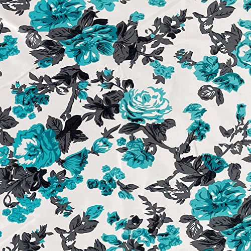 Image of Swayam 90% Blackout Polyester Window Curtain for Living Room & Bedroom | 5 Feet | Room Darkening Curtain with Eyelets | Pack of 2 | Floral Design - Teal & White