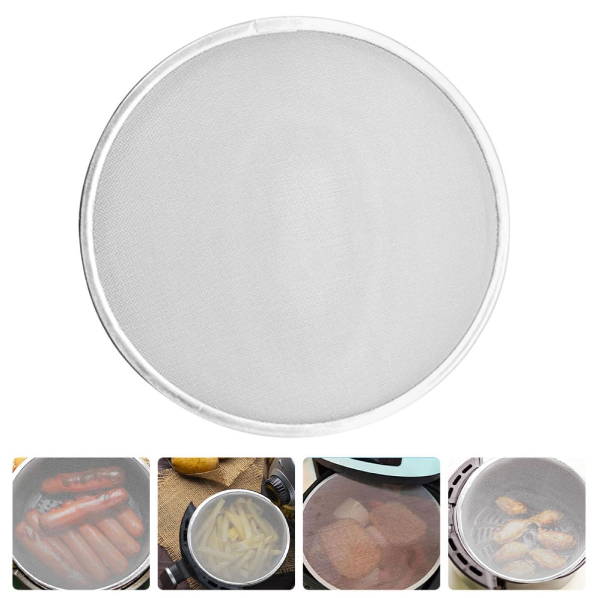 MUCKLILY Stainless Steel Grease Screen for Air Fryer Oil Splatter Guard with Dense Mesh Design Scalding Heat Insulation Kitchen Accessory for Home Restaurant
