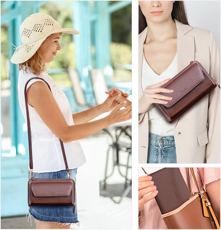 nuoku Womens RFID Wallet Purse Wristlet Crossbody Clutch with Zip Around 2 Strap | RFID, Zip Around, 2 Strap - Image 2