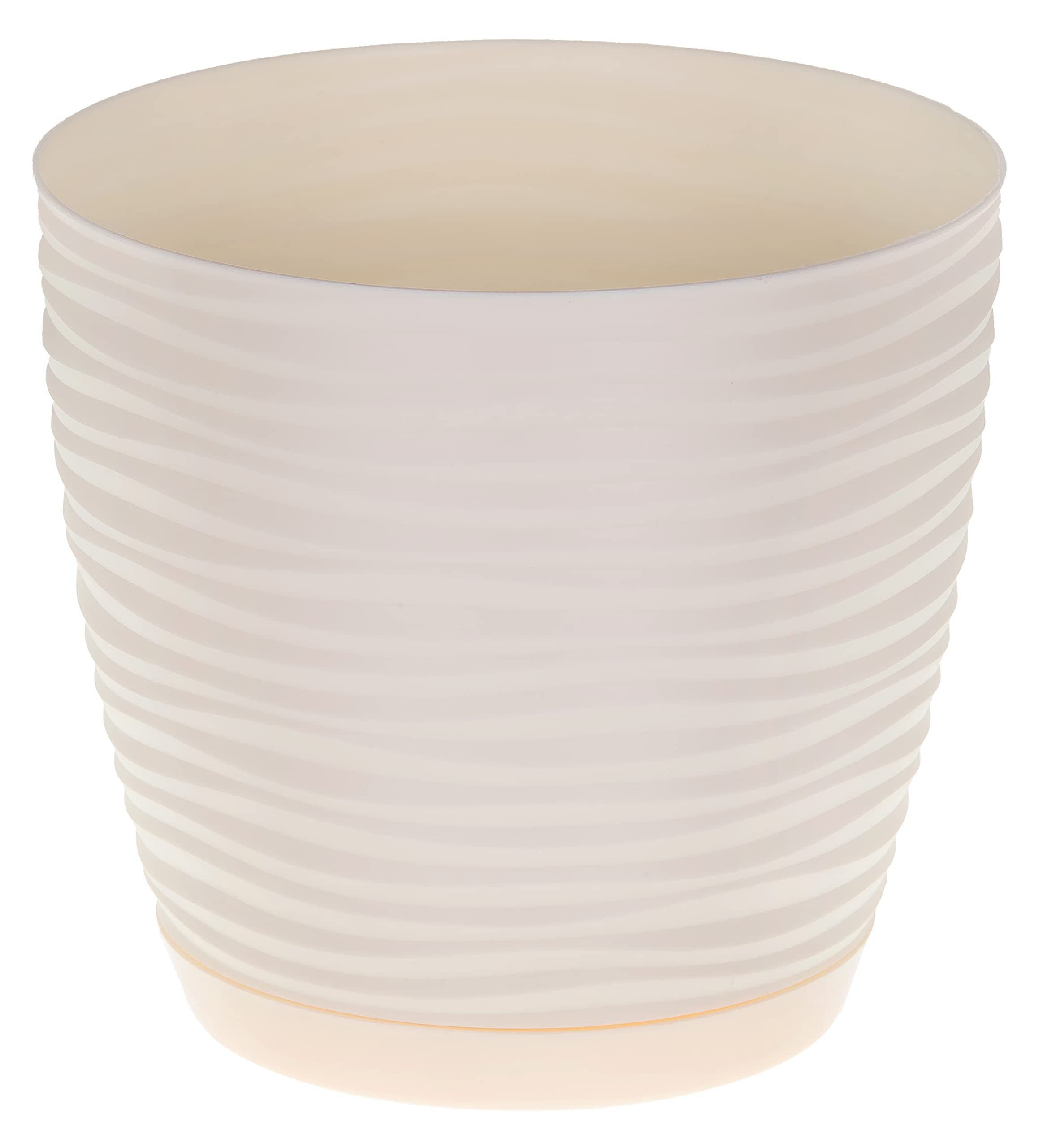 SPARKLE PLANTS Sahara Indoor Plant Pots – Modern Round Plastic Flower Pots with Drainage Hole & Saucer – 7 Sizes, 8 Colours for Succulents, Herbs, Flowers & Houseplants (27 cm, Cream) — image 1