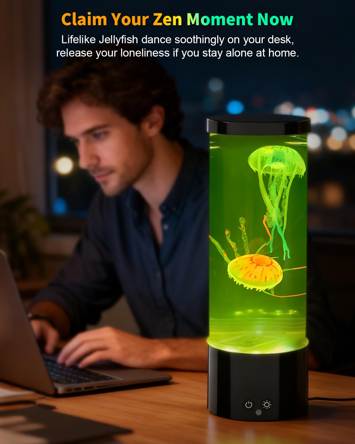 Quallen Lampe, Quallenlampe LED Quallen Lampe mit 17 Farben 4 Lichtmodi, Jellyfish Lamp Aquarium für Kinder Erwachsene, Quallenlampen Stimmungslicht für Entspannung Wohndekoration-Schwarz