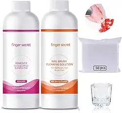 Kit Removedor De Esmalte Em Gel E Limpador Pincéis Profissional Para Limpeza Rápida Com Almofadas Copo Vidro Unhas